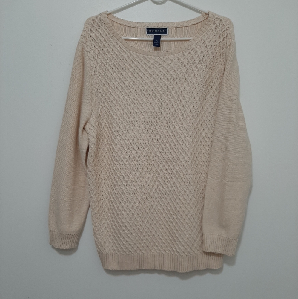 NEW Karen Scott Ladies Cream Color Sweater, XL